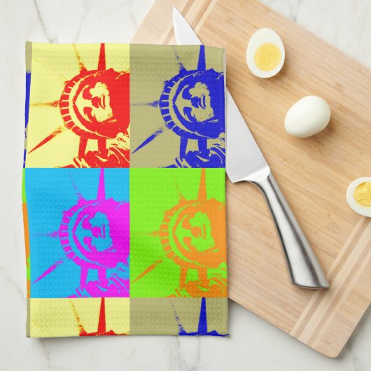 4 Color Pop Art Lady Liberty Geschirrtuch (Viertel Falte)
