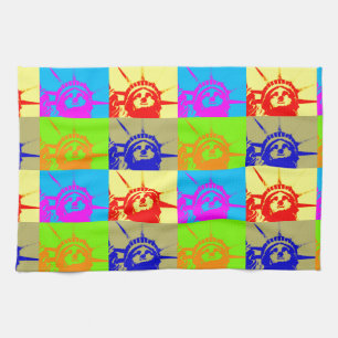 4 Color Pop Art Lady Liberty Geschirrtuch