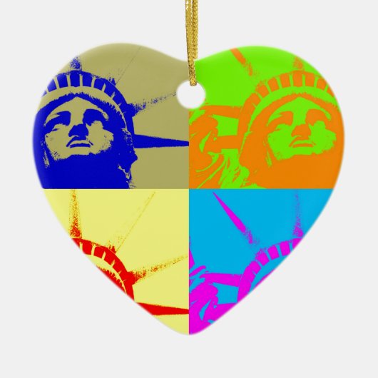 4 Color Pop Art Lady Liberty Keramik Ornament (Vorne)
