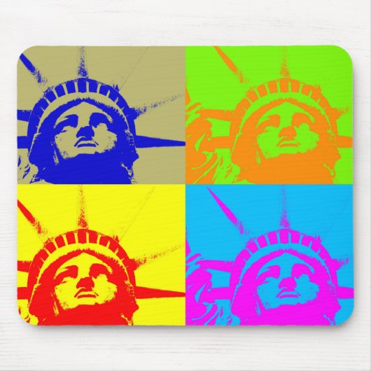 4 Color Pop Art Lady Liberty Mousepad (Vorne)