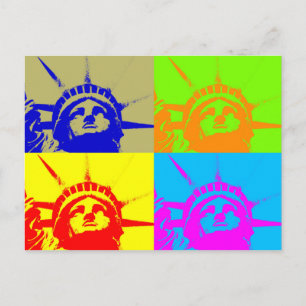 4 Color Pop Art Lady Liberty Postkarte
