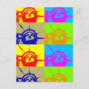 4 Color Pop Art Lady Liberty Postkarte