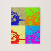 4 Color Pop Art Lady Liberty Puzzle (Vertikal)