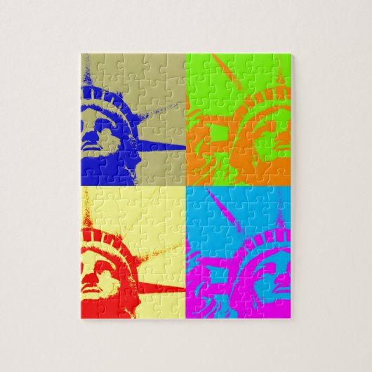 4 Color Pop Art Lady Liberty Puzzle (Vertikal)
