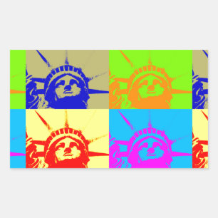 4 Color Pop Art Lady Liberty Rechteckiger Aufkleber