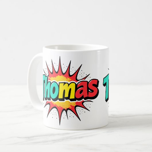 4 Color Thomas 1 - Retro Comic Kaffeetasse (Vorderseite Links)