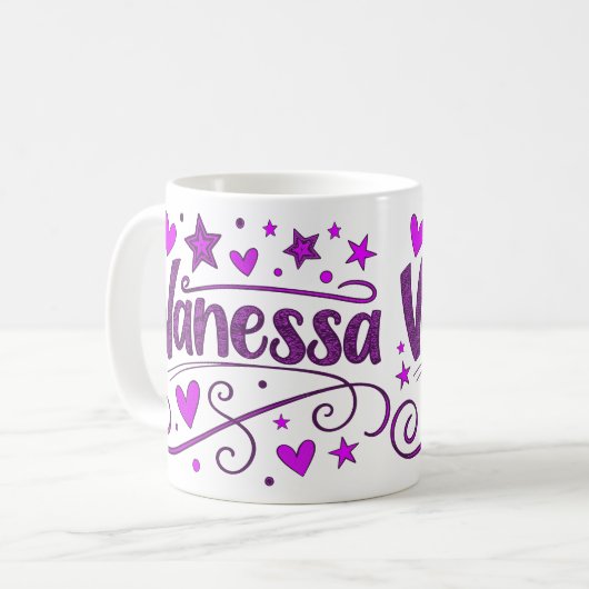 4 Color Vanessa 1 - Doodle Kaffeetasse (Vorderseite Links)
