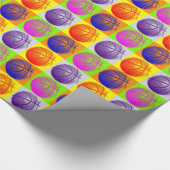 4 Colour Pop Art Basketball Geschenkpapier (Ecke)
