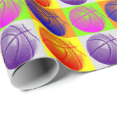 4 Colour Pop Art Basketball Geschenkpapier (Rolleneckpunkt)