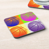 4 Colour Pop Art Basketball Getränkeuntersetzer (Linke Seite)