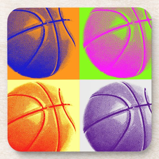 4 Colour Pop Art Basketball Getränkeuntersetzer (Vorderseite)
