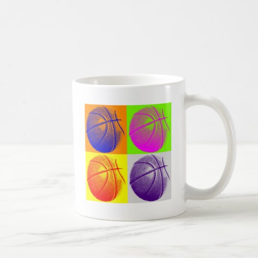 4 Colour Pop Art Basketball Kaffeetasse (Rechts)