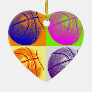 4 Colour Pop Art Basketball Keramik Ornament