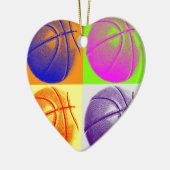 4 Colour Pop Art Basketball Keramik Ornament (Links)