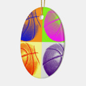 4 Colour Pop Art Basketball Keramikornament (Links)