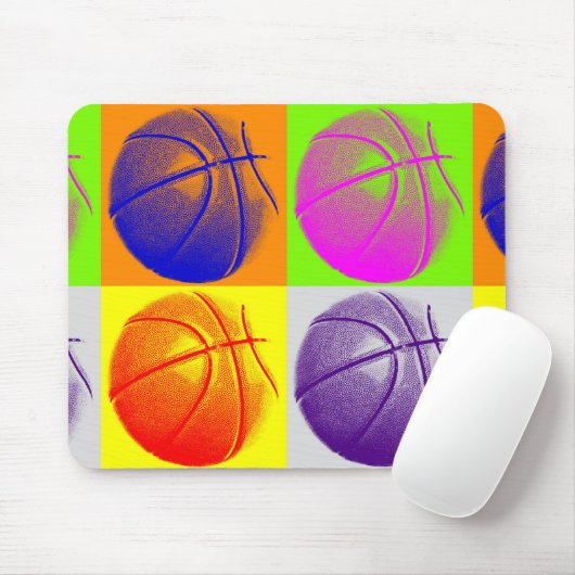 4 Colour Pop Art Basketball Mousepad (Mit Mouse)