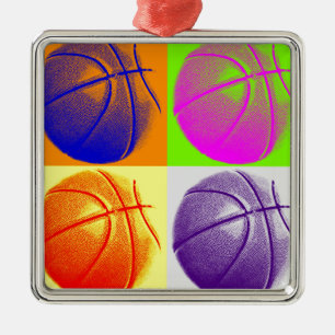4 Colour Pop Art Basketball Ornament Aus Metall