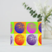 4 Colour Pop Art Basketball Postkarte (Stehend Vorderseite)