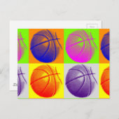4 Colour Pop Art Basketball Postkarte (Vorne/Hinten)