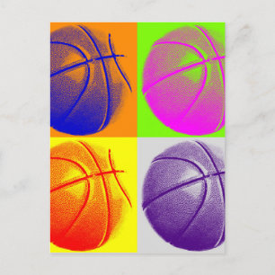 4 Colour Pop Art Basketball Postkarte