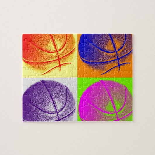 4 Colour Pop Art Basketball Puzzle (Horizontal)