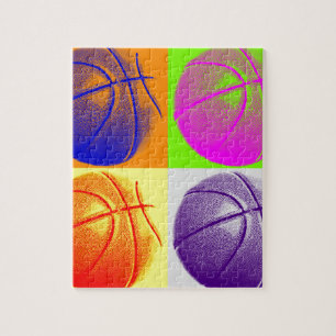 4 Colour Pop Art Basketball Puzzle