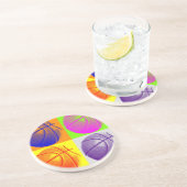 4 Colour Pop Art Basketball Sandstein Untersetzer (Seite)