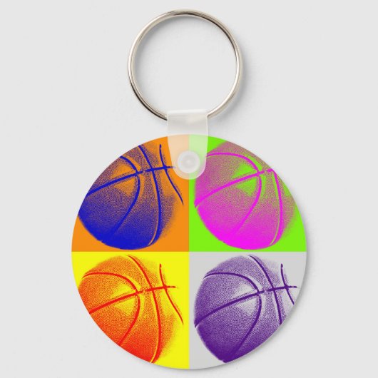 4 Colour Pop Art Basketball Schlüsselanhänger (Vorderseite)
