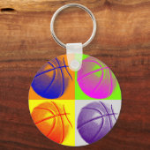 4 Colour Pop Art Basketball Schlüsselanhänger (Vorderseite)