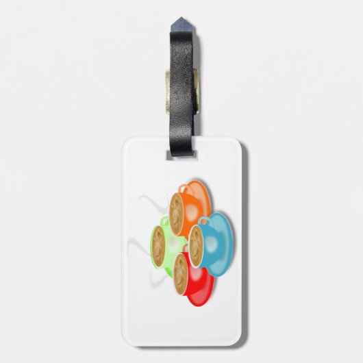 4 Cups Kaffee Gepäckanhänger (Rückseite vertikal)