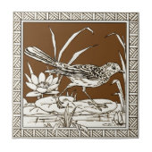 4 der 12 Repro 1880er Minton Mocha Bird Series Fliese (Vorderseite)