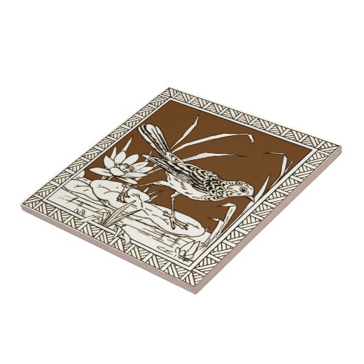 4 der 12 Repro 1880er Minton Mocha Bird Series Fliese (Seite)