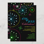 4. der Juli-Feuerwerk-Party Einladung (Vorne/Hinten)