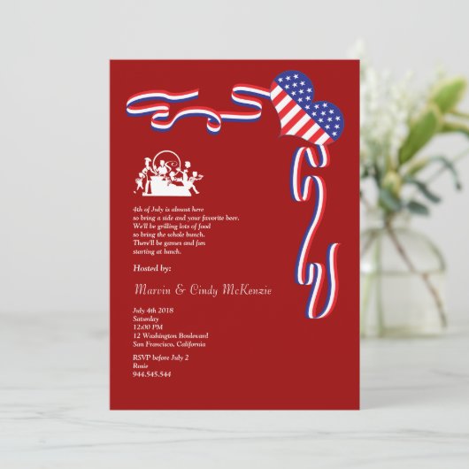 4. der Juli-Grill-Block-Party Einladung (Stehend Vorderseite)