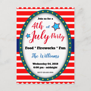 4. der Juli-Hinterhof-Party Einladungs-Postkarte Einladungspostkarte