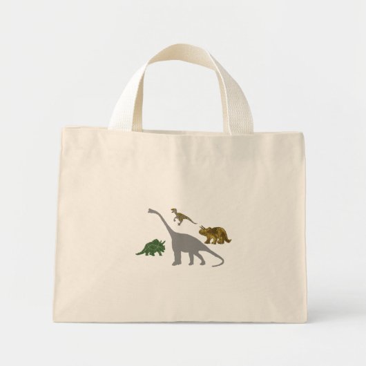 4 Dinos Mini Stoffbeutel (Vorne)
