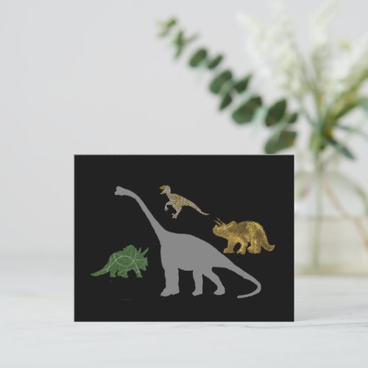 4 Dinos Postkarte (Stehend Vorderseite)