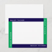 4-Ecke Name Blue Green Border Stationierung Mitteilungskarte (Vorne/Hinten)