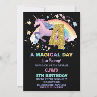 4. Einhorn Einladung zum Geburtstag