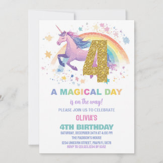 4. Einhorn Einladung zum Geburtstag