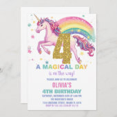 4. Einhorn Einladung zum Geburtstag (Vorne/Hinten)
