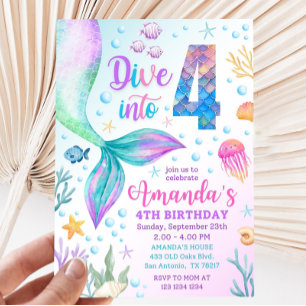 4. Einladung Mermaid, tauchen Sie in vier mermaid