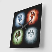 4 Elemente Dragons Quadratische Wanduhr (Winkel)