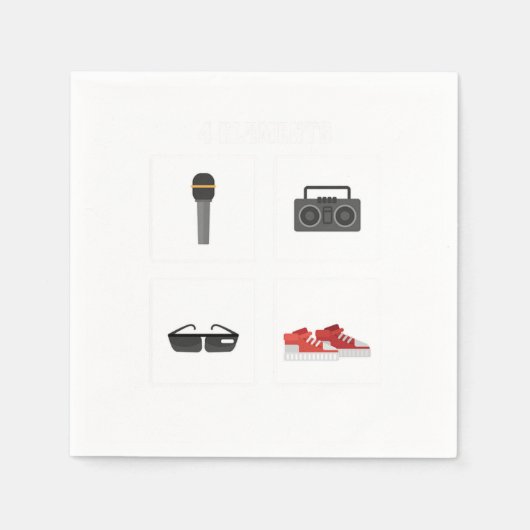 4 Elemente Hip Hop Hipster Serviette (Vorderseite)