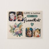 4 Enkel Foto Blumengrün Puzzle (Horizontal)