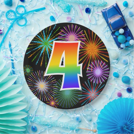 4. Event - Spaß, farbenfroh, kühl, Regenbogen 4 Pappteller (Party)