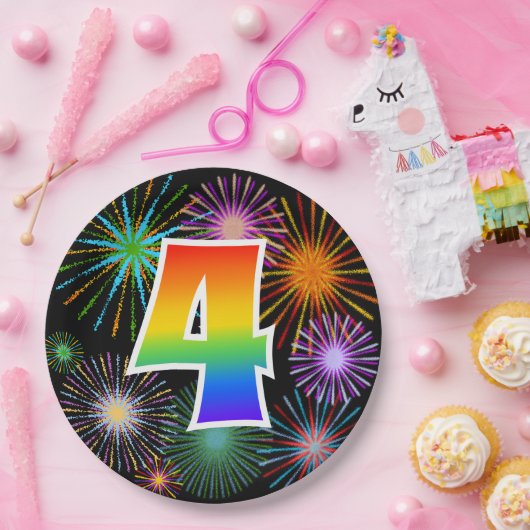 4. Event - Spaß, farbenfroh, kühl, Regenbogen 4 Pappteller (Party)