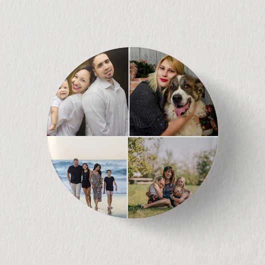 4 Familienfoto-Collage individuell Button (Vorderseite)
