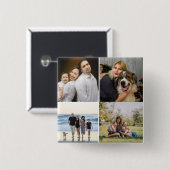 4 Familienfoto-Collage individuell Button (Vorne & Hinten)