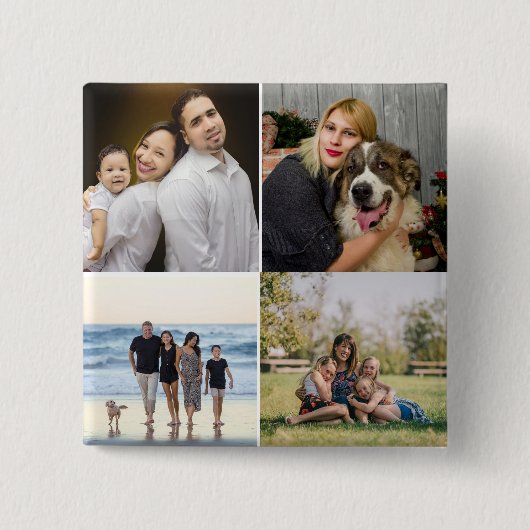 4 Familienfoto-Collage individuell Button (Vorderseite)